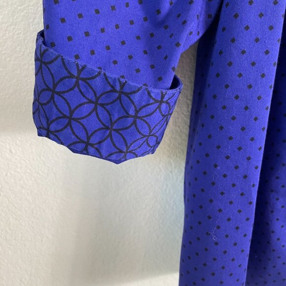 Catherines Womens Plus 2X Purple Button Up Shirt Polka Dot Roll Tab Sleeve Top - Picture 8 of 11
